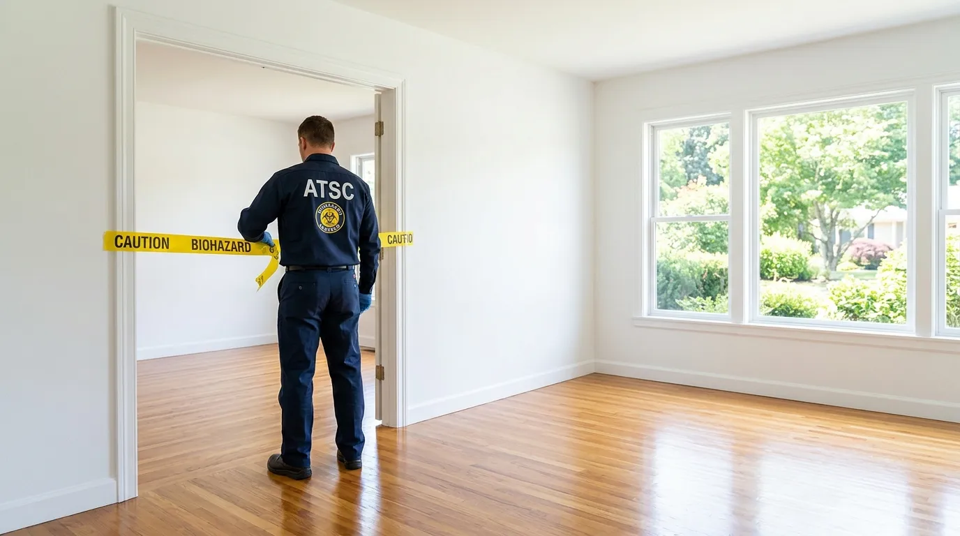 Certified biohazard cleanup crew performing Decomposition Cleanup in Forest Hill